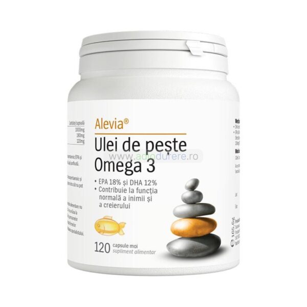 Supliment alimentar cu ulei de peste Omega 3 pentru colesterol, Alevia, 120 comprimate