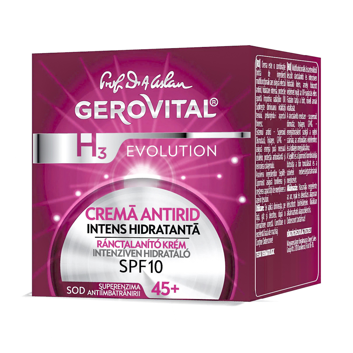 Crema Antirid Intens Hidratanta SPF 10 Gerovital H3 Evolution, 50 ml
