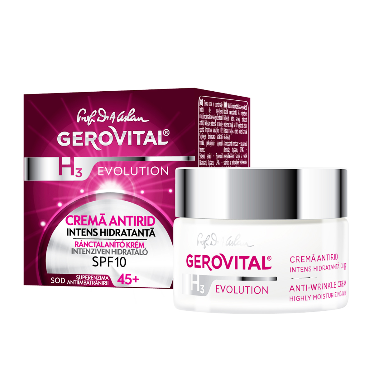 Crema Antirid Intens Hidratanta SPF 10 Gerovital H3 Evolution, 50 ml