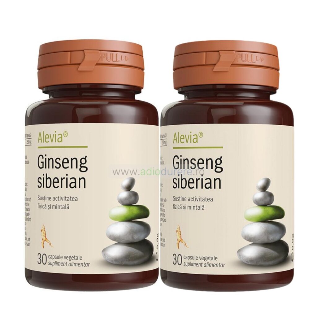 Pachet supliment alimentar Ginseng Siberian, Alevia, 30+30 comprimate