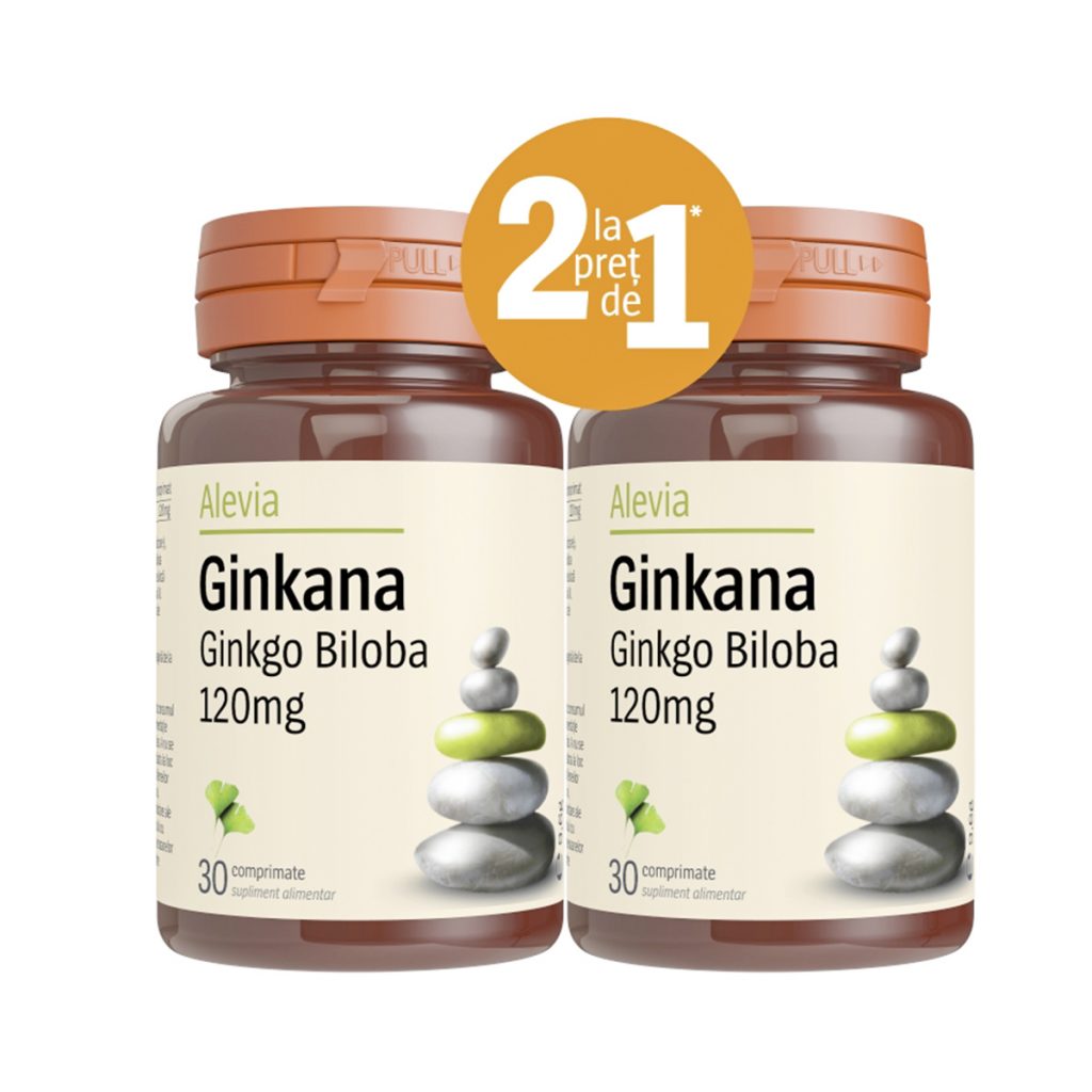 Pachet Ginkana Ginkgo Biloba 120 mg, Alevia, 30+30 comprimate