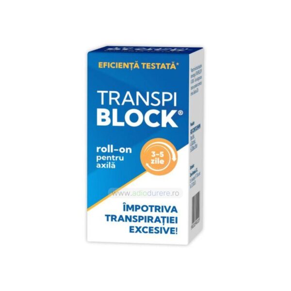 Roll-on impotriva transpiratiei excesive, Transpiblock, 50 ml