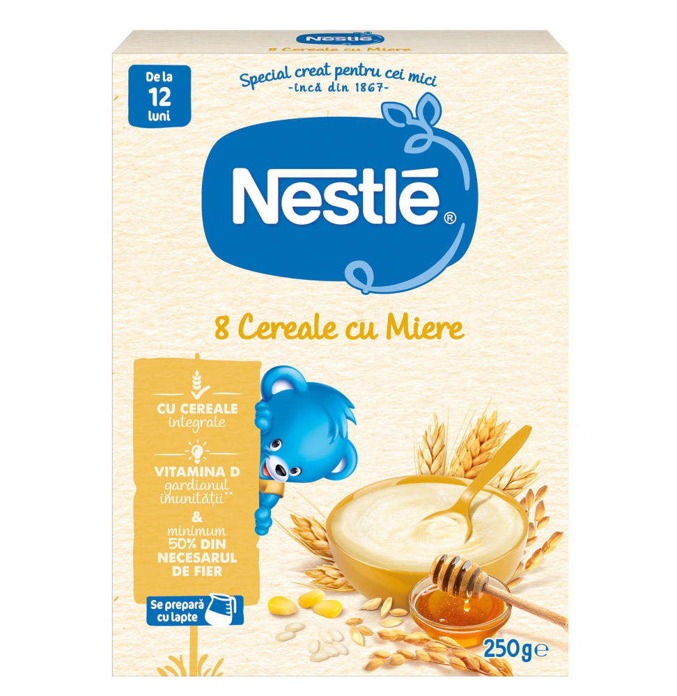 Nestle, 8 Cereale cu Miere, 250 g