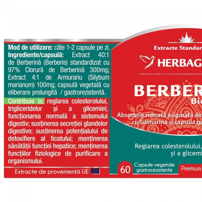 Berberina Bio-activa Herbagetica, 60 capsule