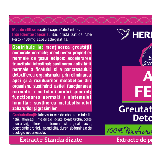 Herbagetica,Aloe Ferox 60+30 capsule