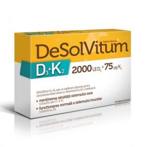 DeSolVitum D3+K2, supliment alimentar, 30 comprimate