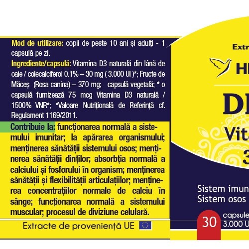 Detrix Vitamina D3 3000UI Herbagetica 1+1