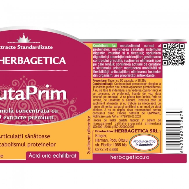 GutaPrim, Herbagetica, articulatii sanatoase, 60 capsule