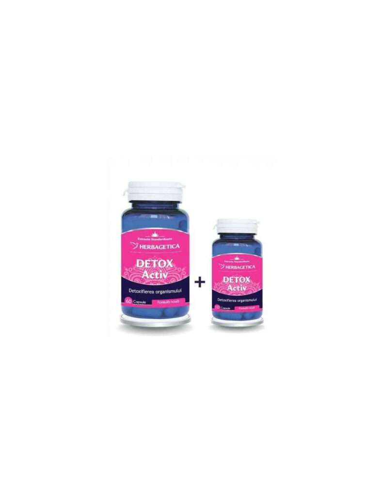 Pachet Detox Activ, Supliment alimentar recomandat in detoxifierea organismului, Herbagetica, 60 cu 10 comprimate