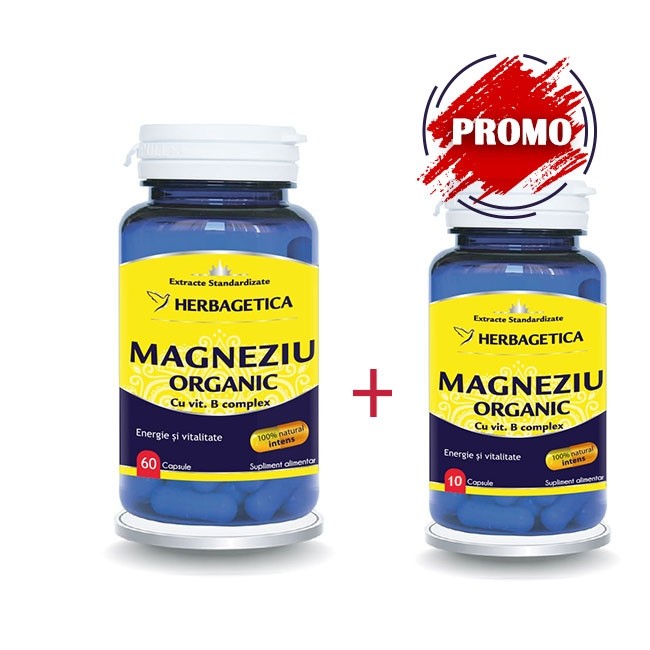 Set Magneziu Organic 60+30 capsule, Herbagetica