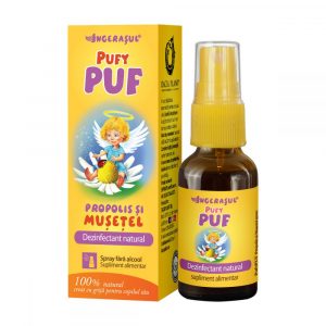 Spray cu Propolis si Musetel Dezinfectant Natural, Ingerasul PufyPuf Dacia Plant, recomandat pentru Protejarea Cailor Respiratorii, 20 ml
