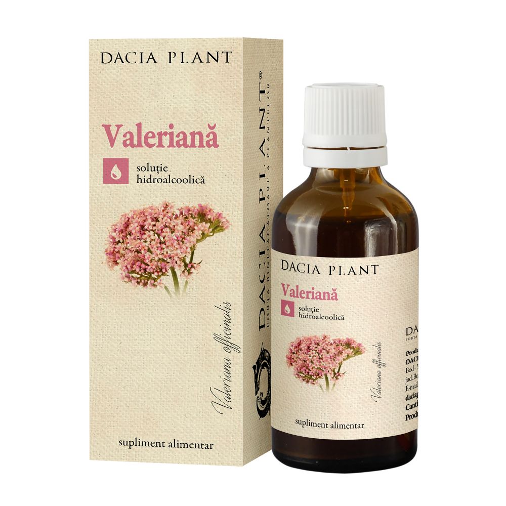 Tinctura Valeriana, Dacia Plant, Supliment Alimentar recomandat pentru Echilibrare Emotionala si Neuro-Psihica, 50 ml