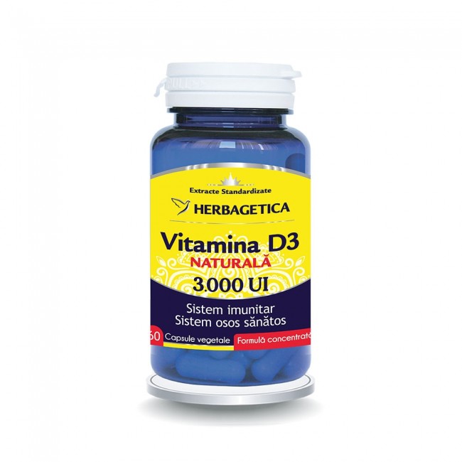 Detrix Vitamina D3 3000 UI, Herbagetica, 60 capsule