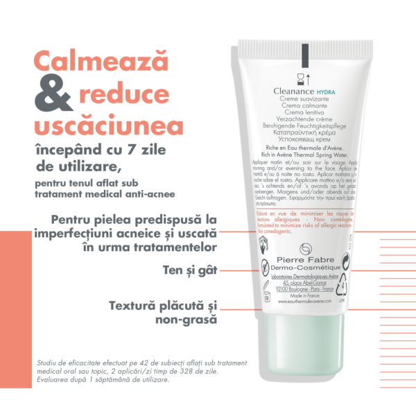 Crema calmanta Avene Cleanance Hydra, 40 ml - imagine 3