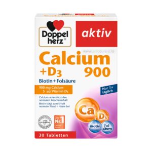 Supliment alimentar Calciu 900+D3+Biotina+Acid Folic, Doppelherz Aktiv, 30 comprimate