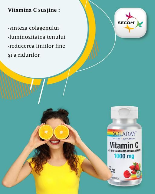 Solaray Vitamina C 1000mg, 30 capsule, Secom