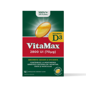 Capsule moi VitaMax, 2800 UI si VITAMINA D3, 12 capsule