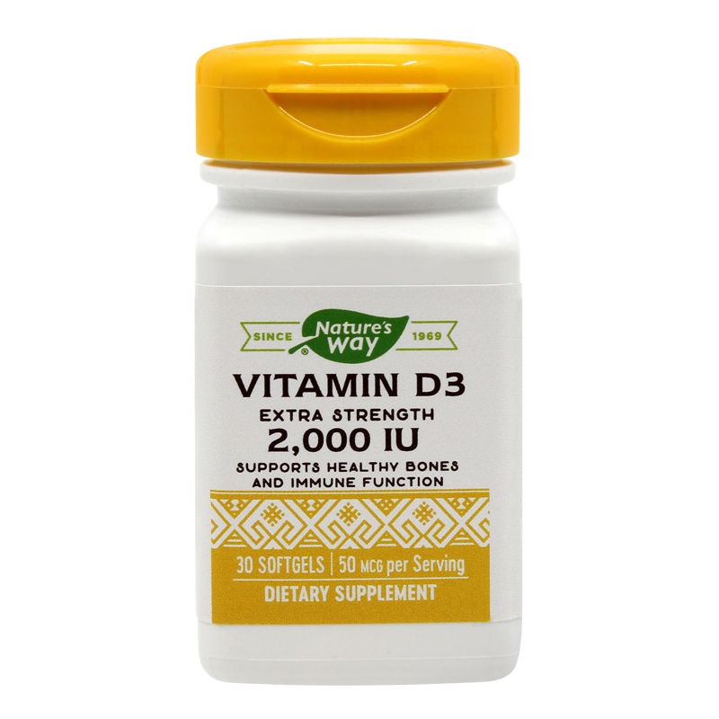 Vitamin D3 2000UI, ajutor pentru sistemul osos, 30 capsule