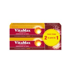 Pachet promo VitaMax Efervescent, 15 Vitamine si Minerale + Ginseng, 2 x 20 comprimate