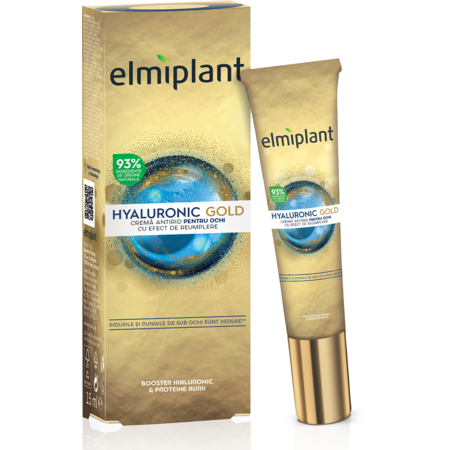 Crema Antirid pentru Ochi cu efect de reumplere, Hyaluronic Gold, Elmiplant, 15 ml