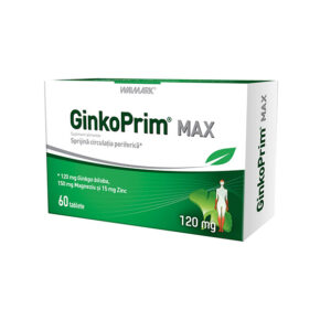 GinkoPrim Max, cu rol in sprijinirea circulatiei periferice, 120 mg x 60 comprimate
