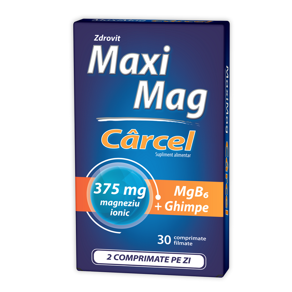 MaxiMag Carcel 375 mg + Ghimpe, 30 comprimate