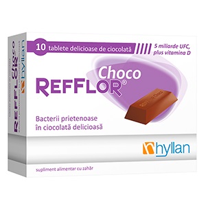 ReFFlor Choco cu rol protecor asupra tubului digestiv, 10 x tablete