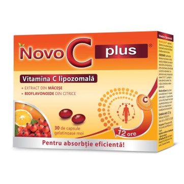 Vitamina C Lipozomala Novo C Plus cu extract din macese si citrice, 30 capsule