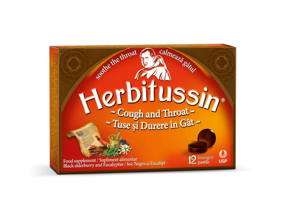 Herbitussin - Tuse si Durere in Gat - 12 pastile