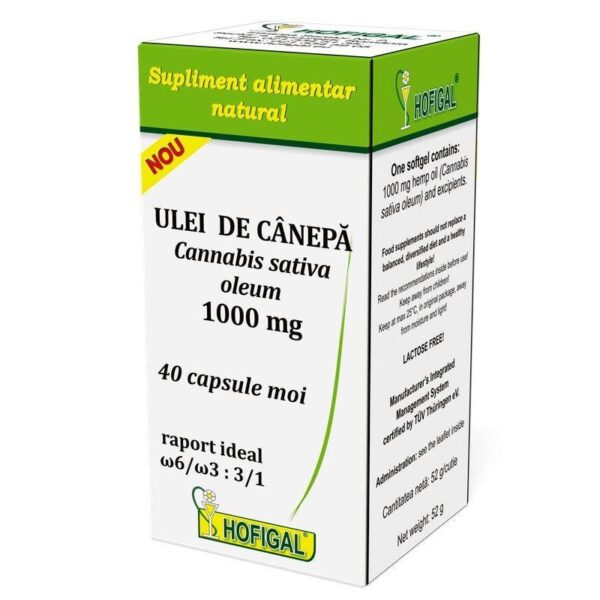 Supliment alimentar Ulei De Canepa 1000 mg, 40 capsule