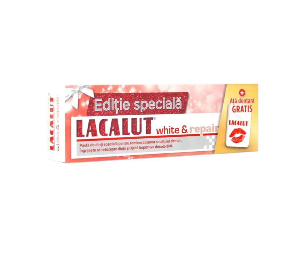 Pasta de dinti Lacalut White & Repair + Ata Dentara, 75 ml