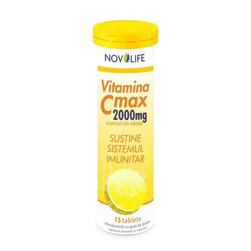 Vitamina C Max 2000 mg cu extract din macese, Novolife, 15 tablete efervescente
