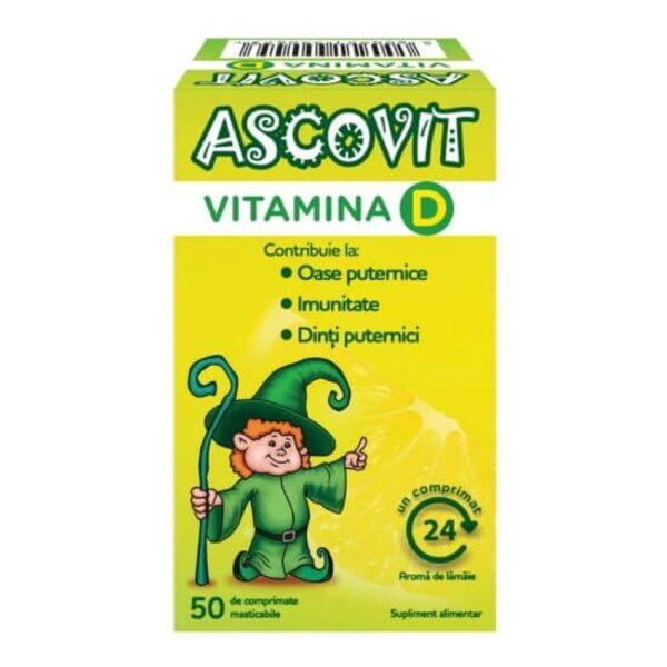 Pachet Promo: Ascovit cu aroma de Portocala, 1 x 60 comprimate si Ascovit Vitamina D, 1 x 50 comprimate, Perrigo
