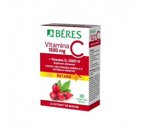Vitamina C 1500 mg+Vitamina D3 3000 UI Retard, 30 comprimate