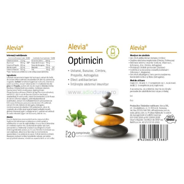 Supliment alimentar Optimicin Alevia, 20 comprimate