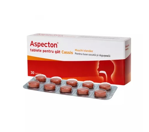 Aspecton Cassis tablete pentru gat, 30 tablete