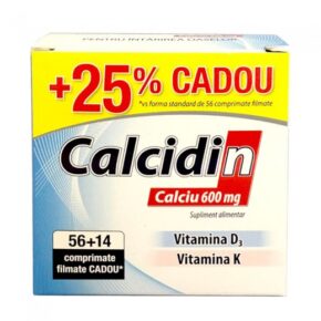 Calcidin + Vitamina D3 + Vitamina K 56 comprimate + 14 comprimate Cadou