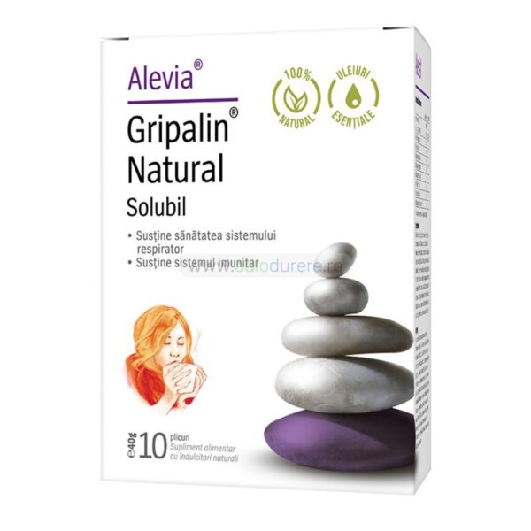 Supliment alimentar Gripalin Natural solubil, Alevia, 10 plicuri