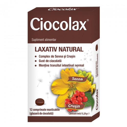 Ciocolax Laxativ Natural pentru un tranzit intestinal normal, 12 comprimate
