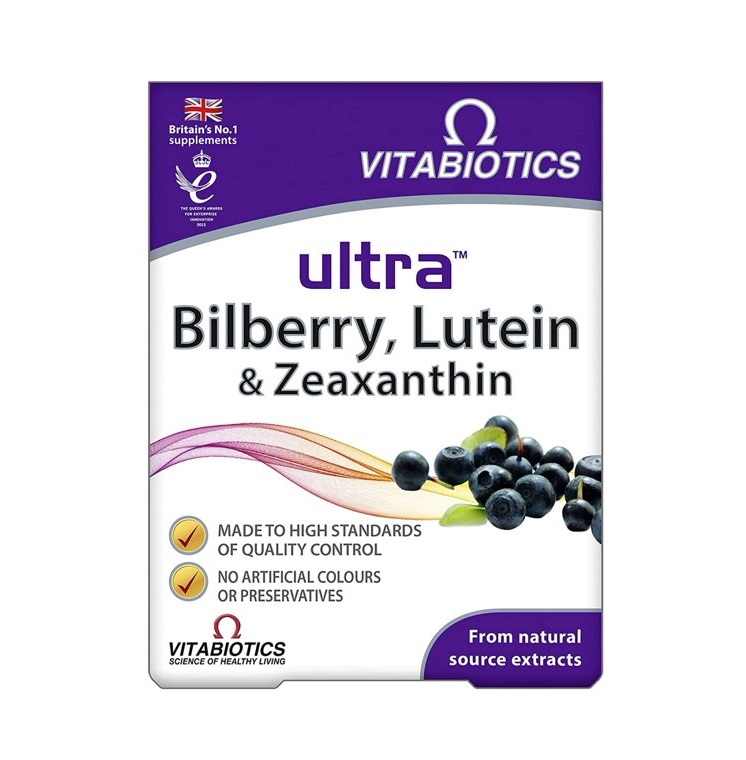 Supliment alimentar Ultra Bilberry, Lutein & Zeaxanthin, 30 tablete
