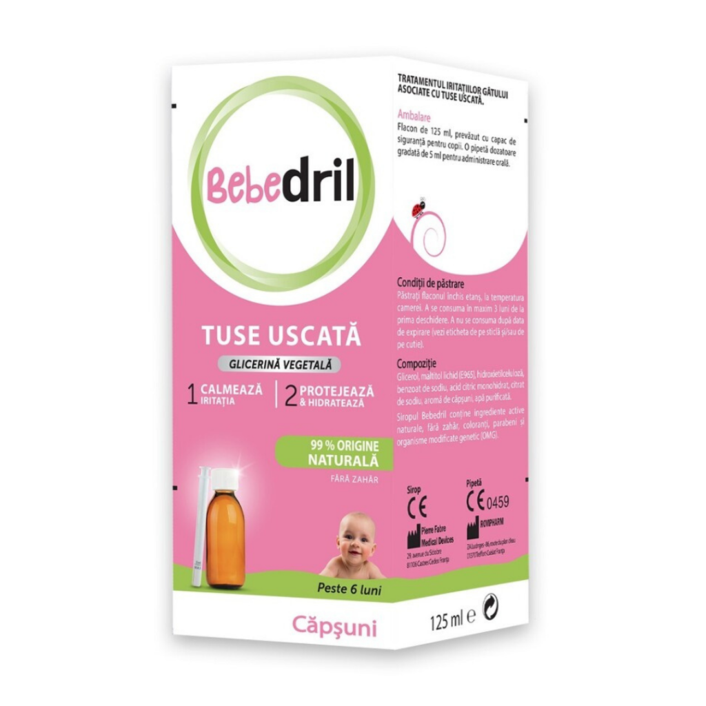 Sirop pentru tuse uscata cu glicerina vegetala BebeDril, 125 ml