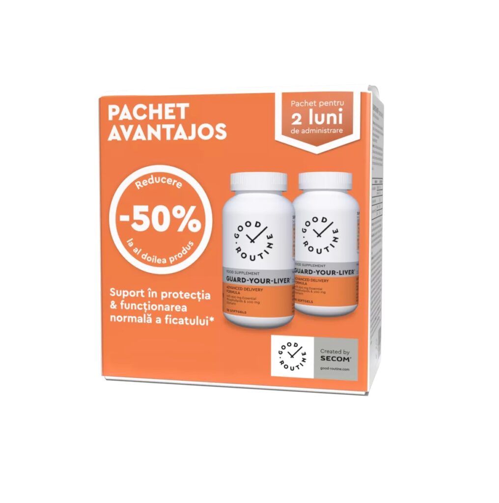 Pachet 2x Supliment alimentar Guard Your Liver cu Silimarina si Fosfolipide, Good Routine by Secom, 30 capsule