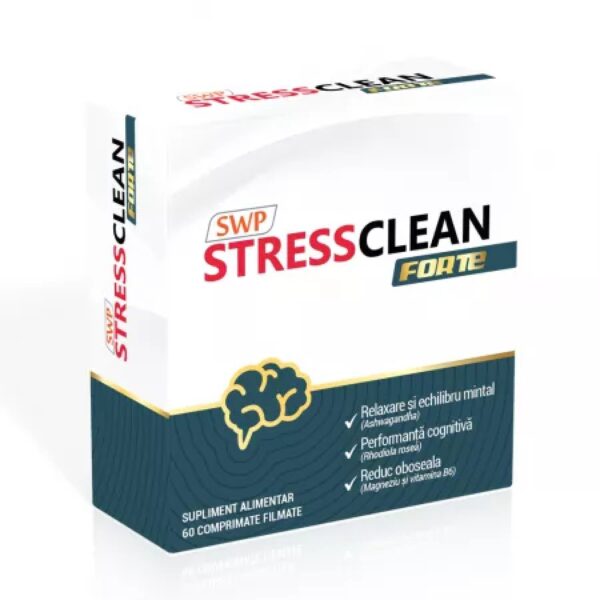 Supliment alimentar StressClean Forte pentru relaxare si echilibru mintal, 60 comprimate