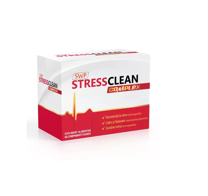 Supliment alimentar StressClean Complex pentru calm si relaxare, 60 comprimate