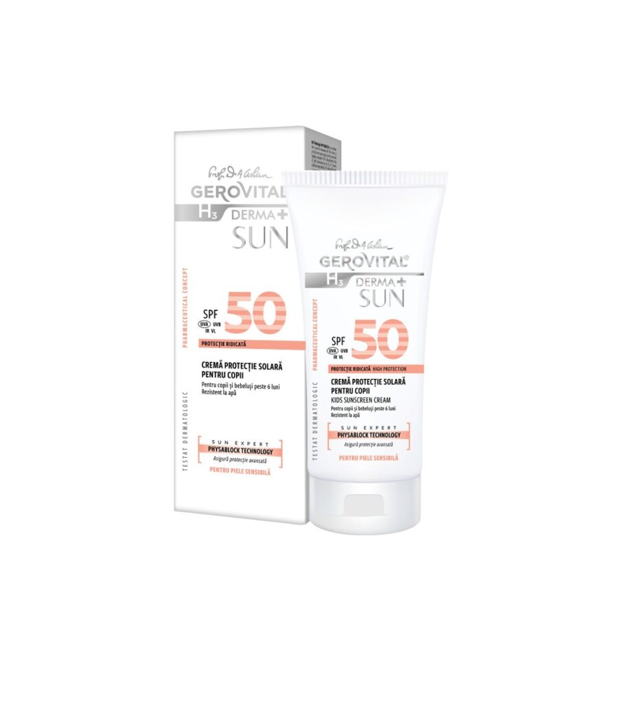 Crema protectie solara pentru copii SPF 50 H3 Derma+ Sun, 100 ml, Gerovital