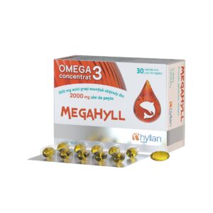 Supliment alimentar MegaHyll Omega 3 cu acizi grasi esentiali si ulei de peste, 30 capsule moi