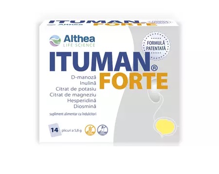 Supliment alimentar Ituman Forte, pentru ameliorarea infecțiilor de tract urinar ,14 plicuri