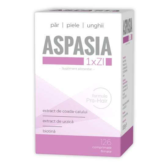 Aspasia, supliment alimentar cu extract de coada calului, extract de urzica si biotina, 126 comprimate