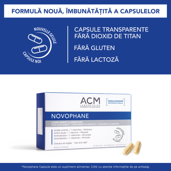 Acm Novophane, supliment alimentar pentru par si unghii, cura pentru 3 luni, 3 x 60 capsule