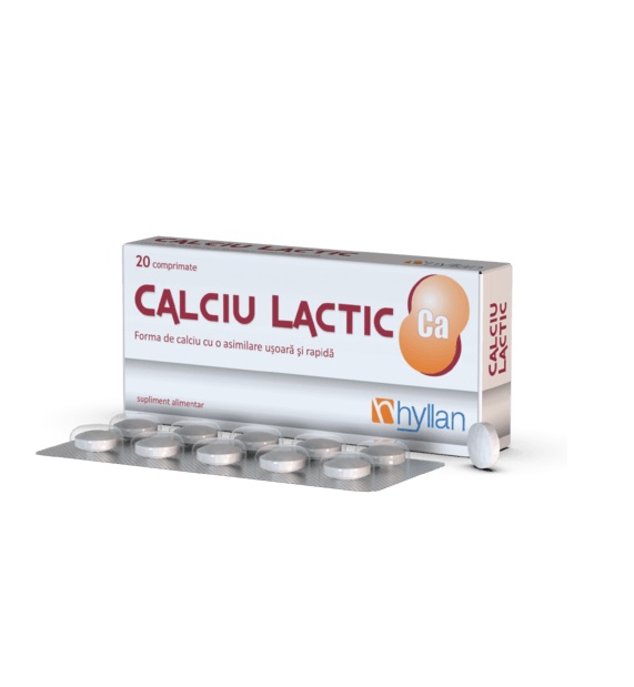 Calciu lactic, 20 comprimate, Hyllan Pharma